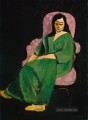 Laurette in einem grünen Kleid auf schwarzem Hintergrund abstrakte Fauvismus Henri Matisse